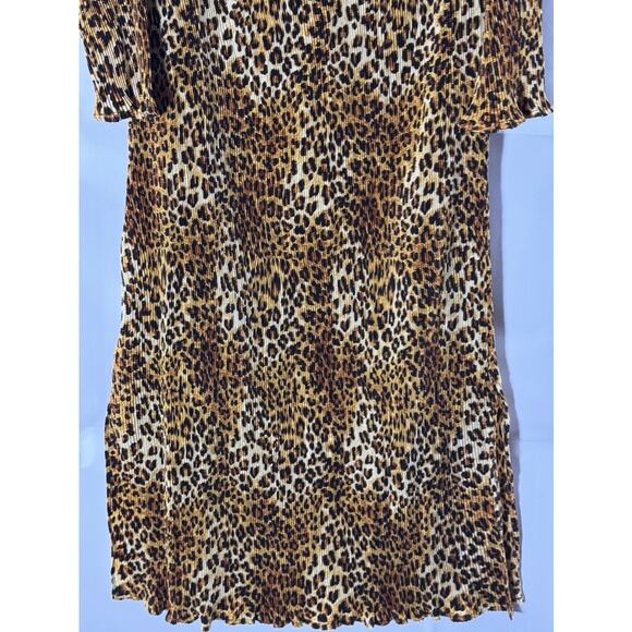 VIOLET ROMANCE Women's Brown Multi Leopard Print Plisse Midi Dress SZ 12 - Picture 7 of 10